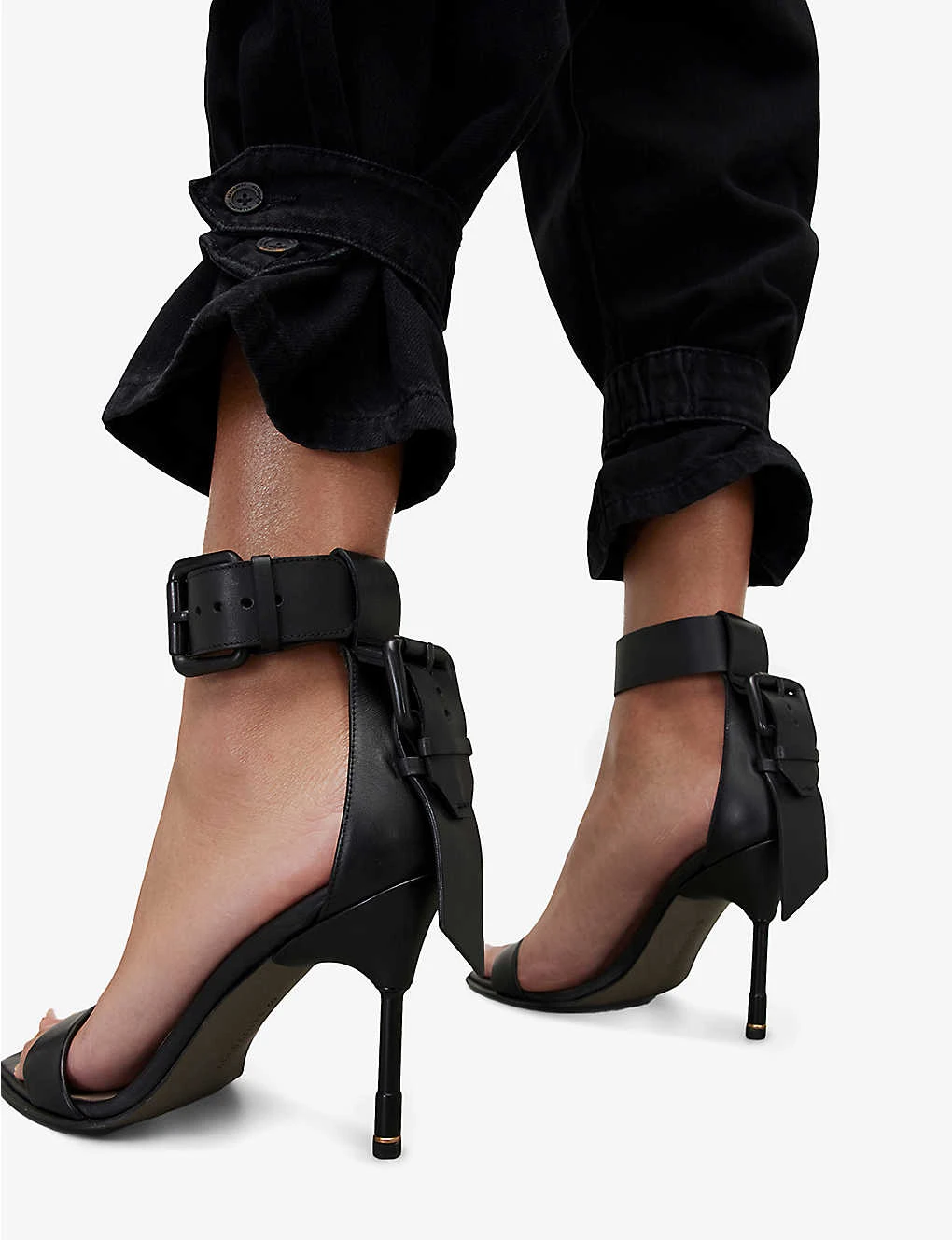 AllSaints Noir Buckle-fastened Leather Sandals 5 AllSaints Noir Buckle-fastened Leather Sandals - Image 5