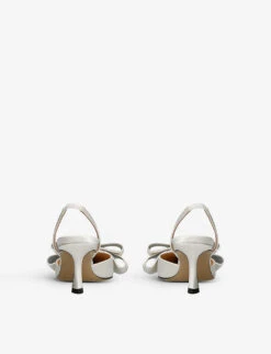 Le Cadeu Bow-embellished Satin Heeled Slingback Courts 7 Le Cadeu Bow-embellished Satin Heeled Slingback Courts -Manolo Blahnik Store R04138152 WHITE ALT03