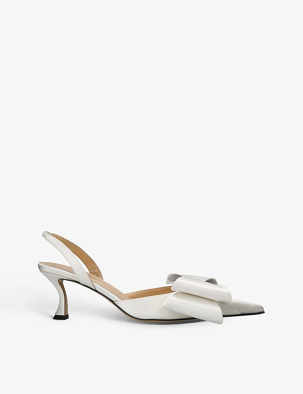 Le Cadeu Bow-embellished Satin Heeled Slingback Courts 1 Le Cadeu Bow-embellished Satin Heeled Slingback Courts