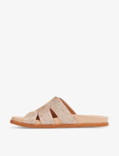 Rachelle Cut-out Flat-sole Rope Raffia Sandals 6 Rachelle Cut-out Flat-sole Rope Raffia Sandals -Manolo Blahnik Store R04138289 PINROSEGOLD ALT02