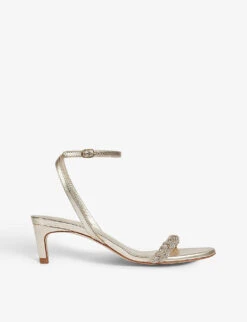 Andria Crystal-embellished Kitten-heel Leather Sandals