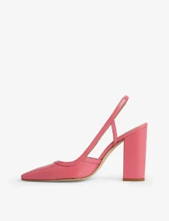 Etta Pointed-toe Block-heel Leather Slingbacks -Manolo Blahnik Store R04138314 PINBRIGHTPINK ALT02