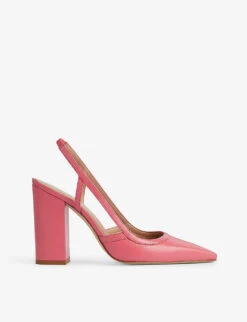 Etta Pointed-toe Block-heel Leather Slingbacks
