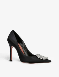 Amina Muaddi Camelia Crystal-embellished Satin Courts -Manolo Blahnik Store R04140553 BLACK ALT02