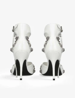 Balenciaga Cagole 110 Stud-embellished Leather Heeled Sandals 7 Balenciaga Cagole 110 Stud-embellished Leather Heeled Sandals -Manolo Blahnik Store R04143985 WHITE ALT03