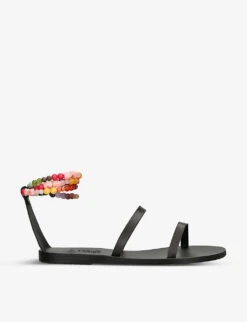 Ancient Greek Sandals Smirni Vachetta Beaded-strap Leather Sandals