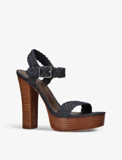 Paige Charlotte Braided Denim And Leather Heeled Sandals -Manolo Blahnik Store R04144909 BLUE ALT02