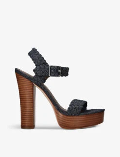 Paige Charlotte Braided Denim And Leather Heeled Sandals