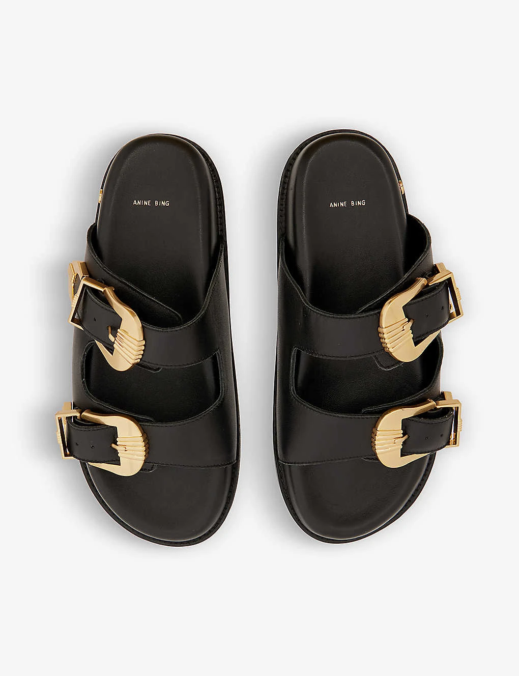ANINE BING Waylon Double-strap Leather Sliders 2 ANINE BING Waylon Double-strap Leather Sliders - Image 2