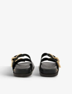 ANINE BING Waylon Double-strap Leather Sliders 8 ANINE BING Waylon Double-strap Leather Sliders -Manolo Blahnik Store R04146357 BLACK ALT03