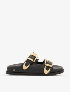 ANINE BING Waylon Double-strap Leather Sliders
