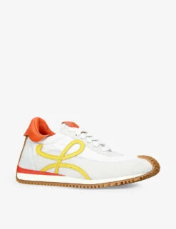 Loewe X Paula's Ibiza Flow Runner Monogram-embroidered Leather And Suede Low-top Trainers -Manolo Blahnik Store R04146478 WHITEOTH ALT02