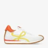 Loewe X Paula's Ibiza Flow Runner Monogram-embroidered Leather And Suede Low-top Trainers
