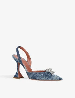Amina Muaddi Rosie Crystal-embellished Denim Slingback Courts 7 Amina Muaddi Rosie Crystal-embellished Denim Slingback Courts -Manolo Blahnik Store R04148677 BLUE ALT02