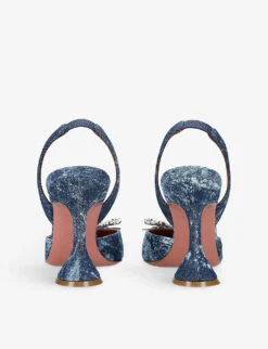Amina Muaddi Rosie Crystal-embellished Denim Slingback Courts 8 Amina Muaddi Rosie Crystal-embellished Denim Slingback Courts -Manolo Blahnik Store R04148677 BLUE ALT03