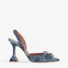Amina Muaddi Rosie Crystal-embellished Denim Slingback Courts
