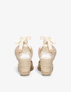 Castañer Carina Self-tie Canvas Wedge Espadrilles -Manolo Blahnik Store R04148678 CREAM ALT03