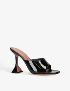 Amina Muaddi Lupita Glass Square-toe PVC Heeled Mules -Manolo Blahnik Store R04148708 BLACK ALT02