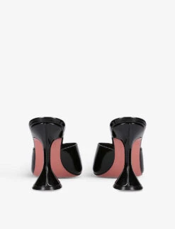 Amina Muaddi Lupita Glass Square-toe PVC Heeled Mules -Manolo Blahnik Store R04148708 BLACK ALT03