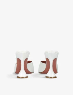 Amina Muaddi Lupita Brand-logo Leather Heeled Courts -Manolo Blahnik Store R04148709 WHITE ALT03