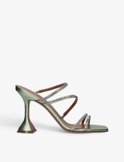 Amina Muaddi Naima Crystal-embellished Satin Heeled Sandals