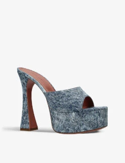 Amina Muaddi Dalida Platform-sole Denim Sandals -Manolo Blahnik Store R04148719 BLUE ALT02