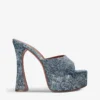 Amina Muaddi Dalida Platform-sole Denim Sandals