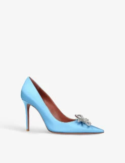 Amina Muaddi Rosie Crystal-embellished Satin Courts -Manolo Blahnik Store R04148720 PALEBLUE ALT02