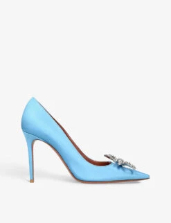 Amina Muaddi Rosie Crystal-embellished Satin Courts