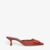 Manolo Blahnik Maysale Buckled Suede Heeled Mules