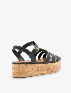 Dune Lenson Corked Sole Leather Sandals 8 Dune Lenson Corked Sole Leather Sandals -Manolo Blahnik Store R04150251 BLACKLEATHER ALT03