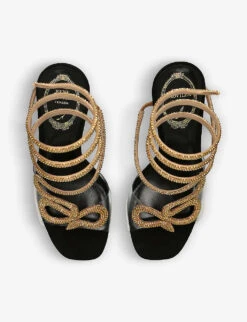 Snake Crystal-embellished Satin Heeled Sandals 7 Snake Crystal-embellished Satin Heeled Sandals -Manolo Blahnik Store R04152055 BLACKCOMB ALT03