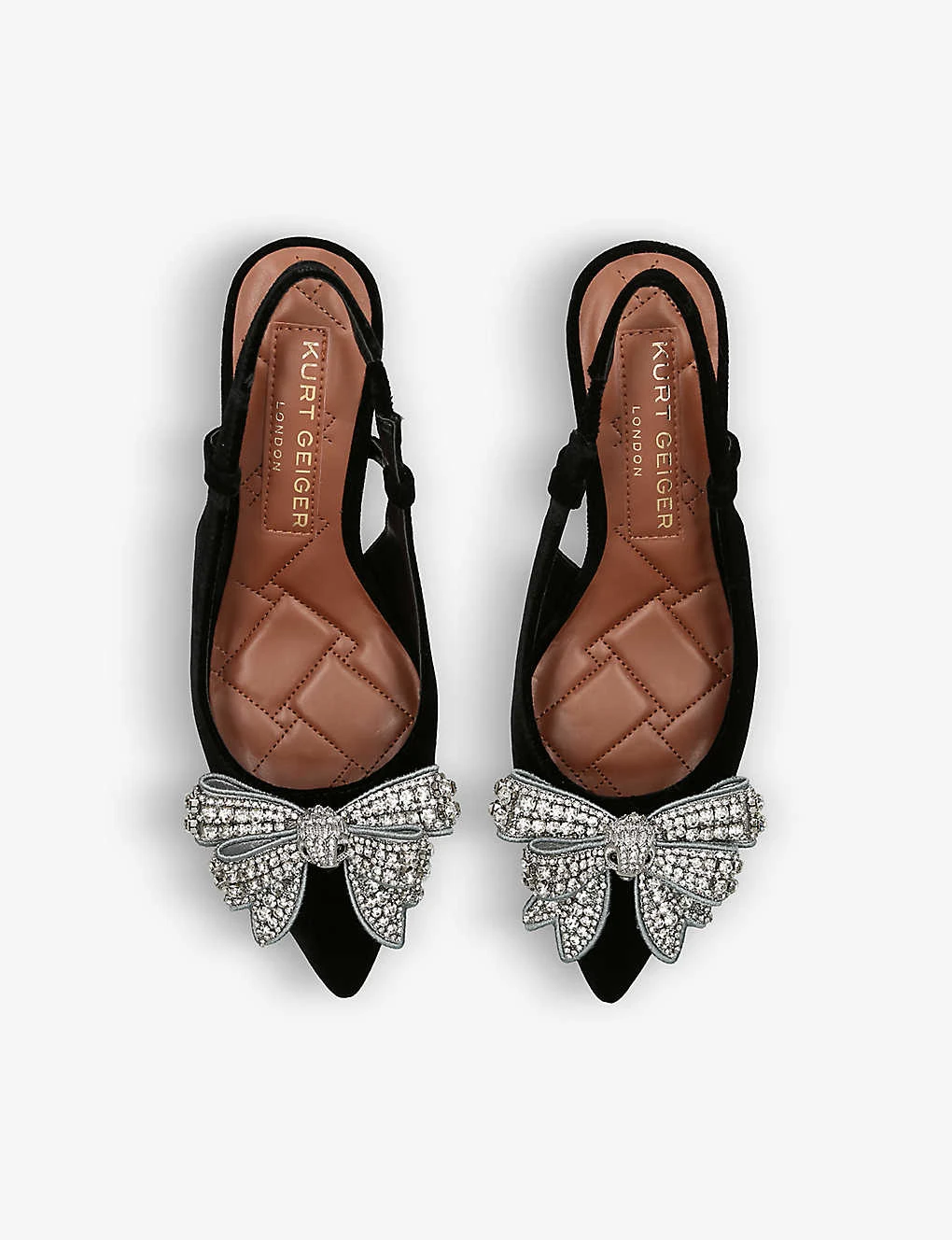 Kurt Geiger London Belgravia Sling-back Bow-embellished Velvet Heeled Courts 2 Kurt Geiger London Belgravia Sling-back Bow-embellished Velvet Heeled Courts - Image 2