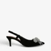 Kurt Geiger London Belgravia Sling-back Bow-embellished Velvet Heeled Courts