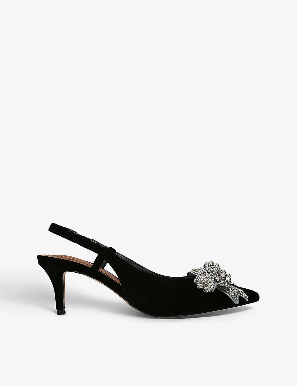 Kurt Geiger London Belgravia Sling-back Bow-embellished Velvet Heeled Courts 1 Kurt Geiger London Belgravia Sling-back Bow-embellished Velvet Heeled Courts