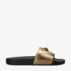 Kurt Geiger London Meena Eagle Metallic Faux-leather Sliders