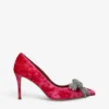 Kurt Geiger London Belgravia Bow Crystal-embellished Velvet Heeled Courts