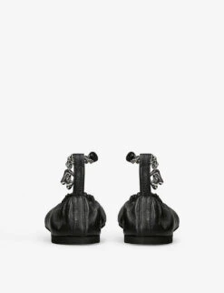 JW Anderson Charm-embellished Leather Ballet Flats -Manolo Blahnik Store R04153941 BLACK ALT03