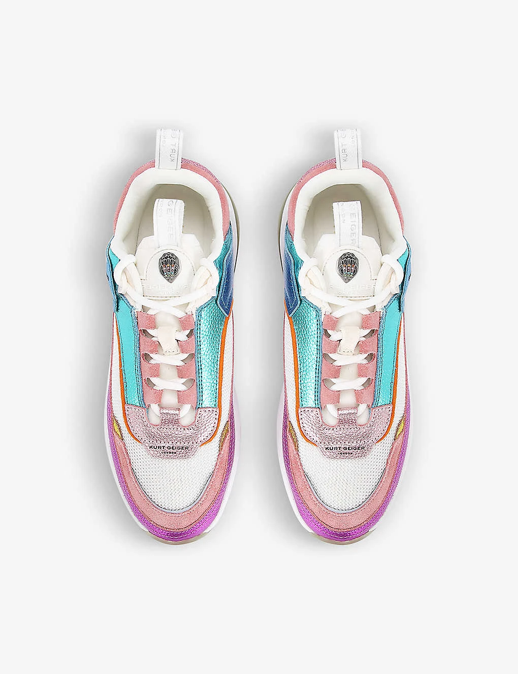 Kurt Geiger London Kensington Metallic Colour-blocked Leather And Mesh Low-top Trainers 2 Kurt Geiger London Kensington Metallic Colour-blocked Leather And Mesh Low-top Trainers - Image 2