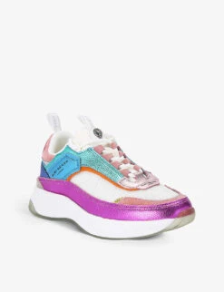 Kurt Geiger London Kensington Metallic Colour-blocked Leather And Mesh Low-top Trainers 6 Kurt Geiger London Kensington Metallic Colour-blocked Leather And Mesh Low-top Trainers -Manolo Blahnik Store R04154600 WHITECOMB ALT02