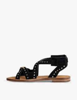 Zadig & Voltaire Cecilia Stud-embellished Strappy Flat Leather Sandals -Manolo Blahnik Store R04156818 NOIR ALT02