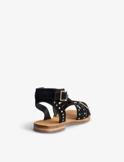 Zadig & Voltaire Cecilia Stud-embellished Strappy Flat Leather Sandals -Manolo Blahnik Store R04156818 NOIR ALT03