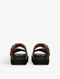 Ganni Buckle-embellished Double-strap Leather Sandals 7 Ganni Buckle-embellished Double-strap Leather Sandals -Manolo Blahnik Store R04160760 BLACK ALT03