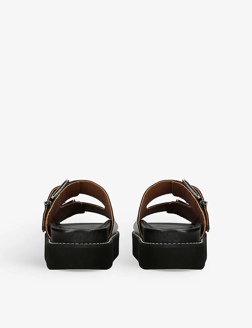 Ganni Buckle-embellished Double-strap Leather Sandals 4 Ganni Buckle-embellished Double-strap Leather Sandals - Image 4