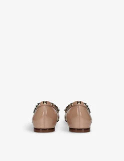 Valentino Garavani Rockstud-embellished Patent-leather Ballerina Flats -Manolo Blahnik Store R04161349 BLUSH ALT03
