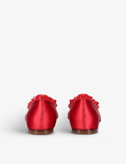 Valentino Garavani Rockstud Bow-embellished Satin Ballet Flats -Manolo Blahnik Store R04161350 RED ALT03