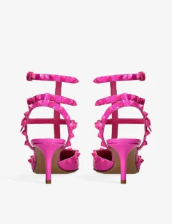 Valentino Garavani Rockstud T-Bar Stud-embellished Patent-leather Heeled Courts -Manolo Blahnik Store R04161358 PINK ALT03