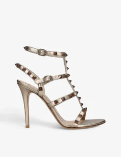 Valentino Garavani Rockstud 105 Metallic Leather Heeled Sandals