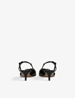 Valentino Garavani VLOGO 40 Pointed-toe Leather Slingback Courts 8 Valentino Garavani VLOGO 40 Pointed-toe Leather Slingback Courts -Manolo Blahnik Store R04161370 BLACK ALT03