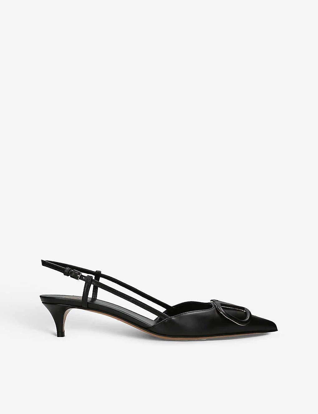 Valentino Garavani VLOGO 40 Pointed-toe Leather Slingback Courts 1 Valentino Garavani VLOGO 40 Pointed-toe Leather Slingback Courts